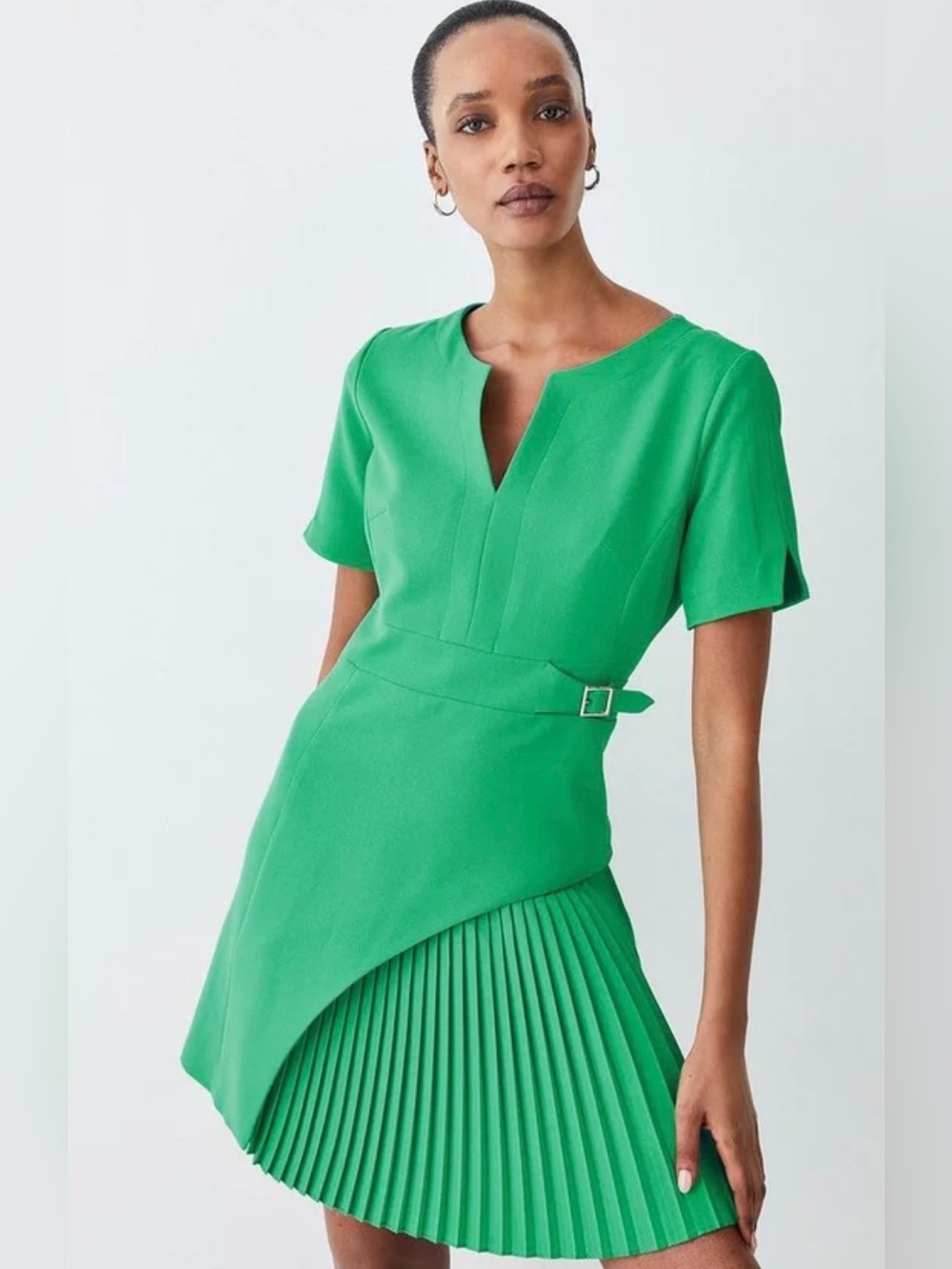 NWT Karen Millen Tailored Military Pleat Short Sleeve Mini Dress
